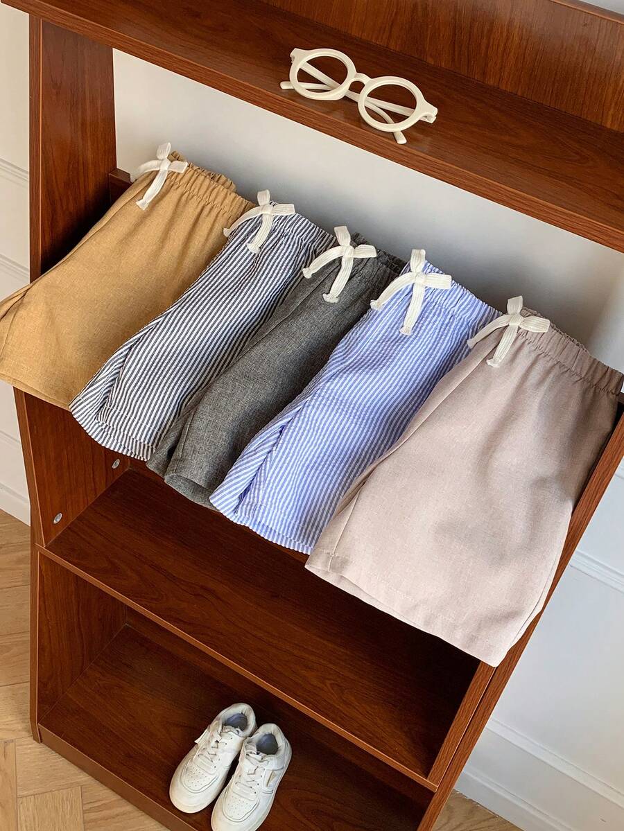SHEIN LMoss Kids 5条装 男童休闲、舒适、百搭、实用短裤,适合日常穿着、上学、外出、运动、春夏穿着 - 彩色 - 查看 1