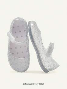 Cozy Pixies 1双夏季时尚百搭可爱公主风透明水晶平底凉鞋，适合宝宝、沙滩和度假穿着 - 無色 - 查看 1