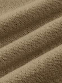 SHEIN Franclia New Autumn V-Neck Waist Cinched Knitted A-Line Dress, Elegant And Intellectual - Khaki - View 6