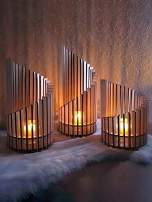 1 chiếc giá nến gỗ nhiều tầng thủ công, vân gỗ tự nhiên, thiết kế tinh tế tạo không gian lãng mạn cho ngôi nhà, vật trang trí trung tâm, quà tặng Ngày của Mẹ. - Nhiều màu - Xem 10