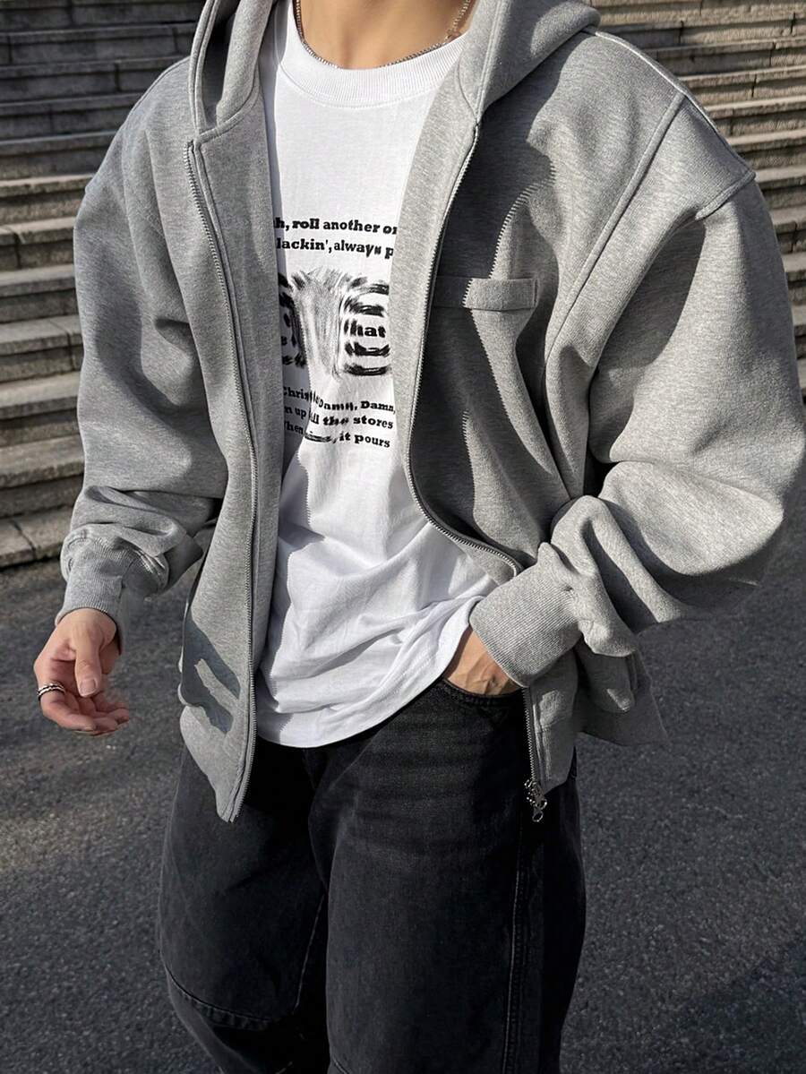 DAZY Men's Thick Solid Gray Jacket And Coat, Autumn/Winter