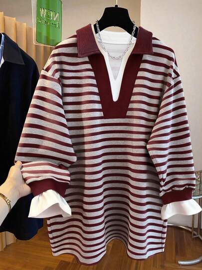 Resyla Damtröja, randig färgblockerande leopardtryck med heltrycksmönster, skarvningsteknik, långärmad huva, fleece för värme, tröja med en avslappnad stil och en exklusiv känsla, tröja med stark känsla för hantverk och design, ny topp för hösten och vintern 2026, present till flickvän och bästa vän, julklapp