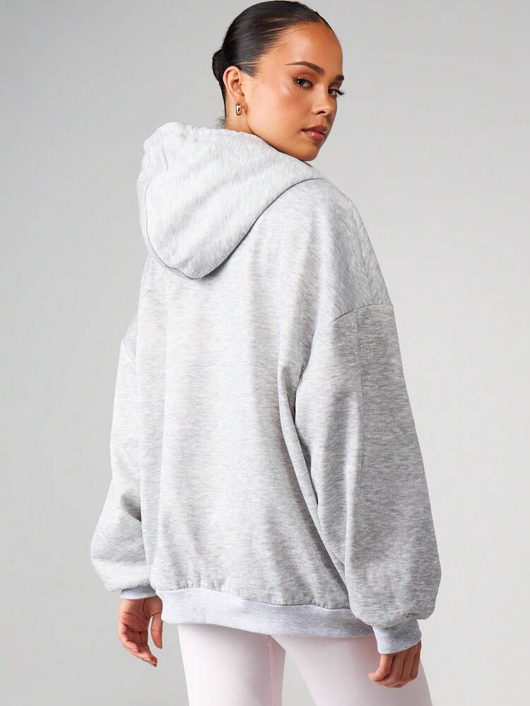 MISSGUIDED Women's Oversized Full Zip Hoodie With Drawstring Detail Casual Comfort Sweatshirt For Fall Winter Everyday Wear