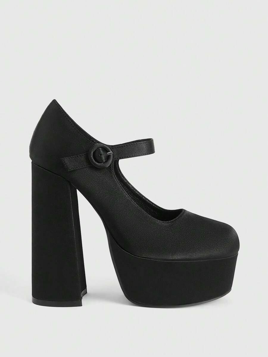 CUCCOO LuxiPop Women's Thick Sole Fashionable High Heel Shoes, Suitable For Party Occasions - Black - View 1