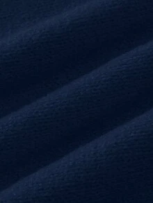 SHEIN Franclia New Autumn V-Neck Waist Cinched Knitted A-Line Dress, Elegant And Intellectual - Navy Blue - View 3