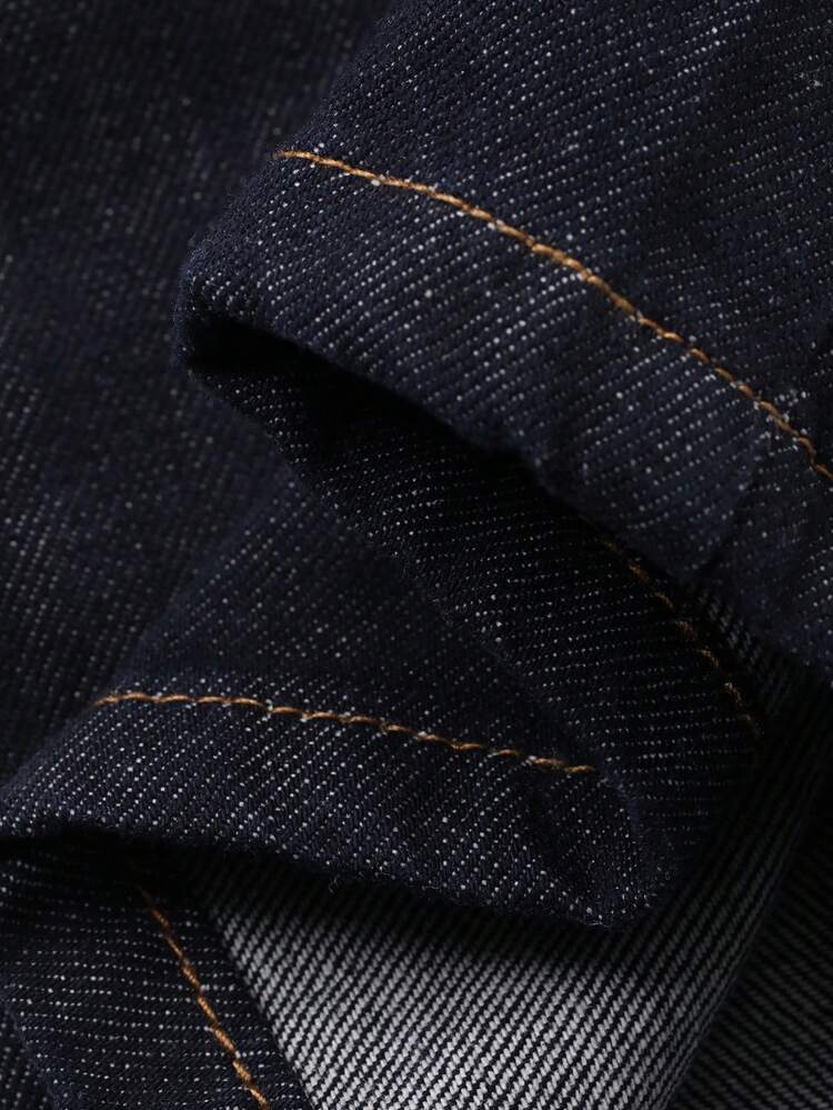 Men's Plain Blue Raw Denim Jeans, Autumn