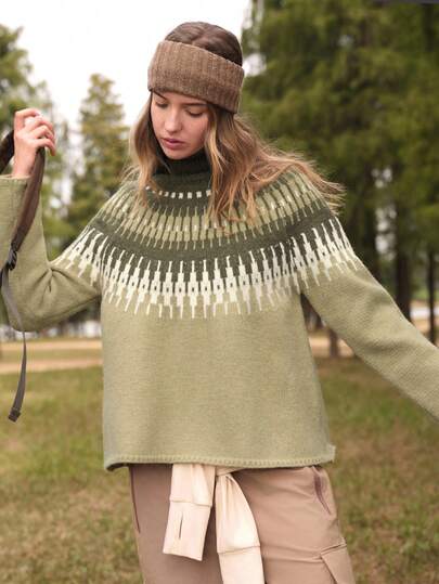 SHEIN In My Nature 女士休闲百搭通勤户外高领长袖毛衣