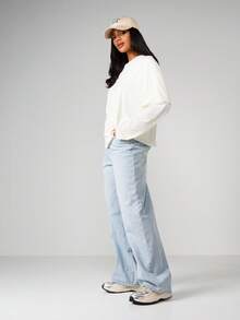 MISSGUIDED Quần jean ống rộng cạp trung bình, dáng thoải mái, kiểu vintage, chất liệu denim mài nhẹ, thích hợp mặc hàng ngày vào mùa xuân, hè, thu đông. - Rửa nhẹ - Xem 5