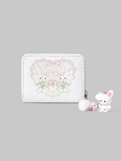 Kawaii Gray-Based Black Cat With Bowknot Design Cute Creative Multi-Functional Card Holder Wallet