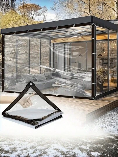 Transparent Waterproof Tarpaulin, Waterproof Rain Cover, Heavy-Duty Oilcloth Covering Film, Clear Vinyl Tarps Tarpaulin With Eyelet - Tarp Cover PE Film With Grommets, Waterproof & Windproof, Rip And Tear Proof Garden Balcony Patio Canopy Awnings, Winter Plants Cover Greenhouse Camping Equipment, Outdoor Use