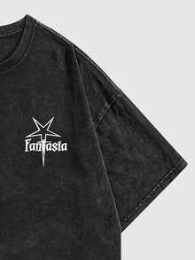 ROMWE MEN Street Life Spring/Summer Casual Graphic Men'S Casual Slogan & Snowflake Print T-Shirt, Summer - Black - View 6