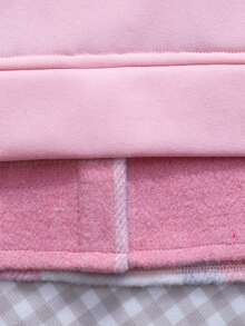 2pcs/Set Casual Plaid Patchwork Sweatshirt For Tween GirlsComfortable & Thick For Outdoor Activities - Pink - View 4
