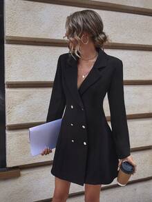 Editum Lapel Collar Double Breasted Blazer Dress In Fall/Winter