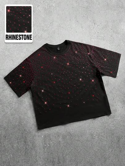 ROMWE MEN Street Life 男士时尚渐变闪亮钻石宽松T恤