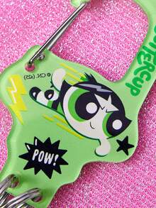 THE POWERPUFF GIRLS X SHEIN 毛茛花图案亚克力登山扣钥匙扣，多功能钥匙夹 - 綠色 - 查看 3