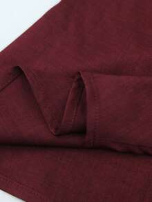 Franclia 大码女式时尚百搭S型性感露肩金属扣装饰上衣，浪漫春夏款，适合情人节穿着 - 酒紅色 - 查看 7