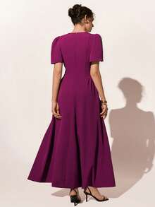 Poéselle Women's Fashionable Casual Long Dress - Red Plum - View 2