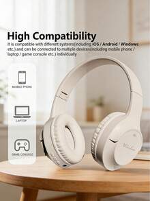 Teckwe 新款可伸缩折叠无线耳机，HIFI立体声低音，超长续航，超值礼品，爆款，适用于游戏、手机，防汗带麦克风，全面兼容，低延迟（电池容量150mAh） - 卡其色 - 查看 2