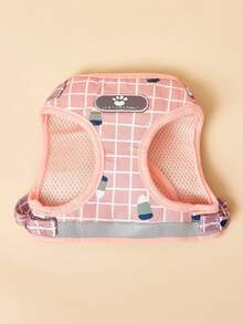 PETSIN 猫背带和牵引绳套装、带反光条的透气网眼宠物背心背带、适合小型猫的可调节步入式背带（粉色图案）、猫弹簧玩具、带铃铛的猫项圈 - 淺粉色 - 查看 2