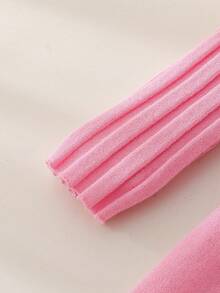 Young Girl Colorblock Peter Pan Collar Long Sleeve Cute Knitted Dress, Autumn/Winter - Pink - View 3