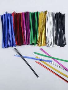 100个金属扭扭扎带，彩色螺旋扎带，适用于玻璃纸派对礼品袋、可爱锥形生日糖果袋，8种颜色可选，10厘米/3.97英寸 - 彩色 - 查看 4