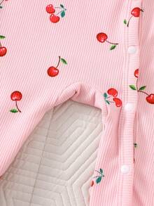 SHEIN 新生女宝宝樱桃蝴蝶结印花连体衣 - 彩色 - 查看 6