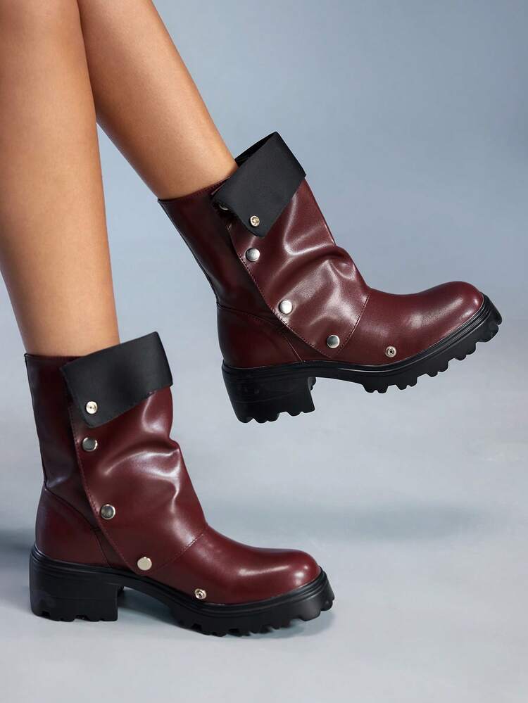 CUCCOO GRLICON Women's Fashion Versatile Chunky Heel Ankle Boots For Christmas