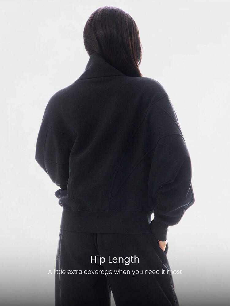 Alltagsfleece Wärmespender Weich Warm Leicht Vorder- und Rückennaht Details Taschen Fledermausärmel Hoher Kragen Reißverschluss Jacke Herbst Winter Alltag Lässig