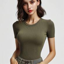 MIL200FIT Women T-Shirts - Army Green - View 2