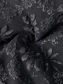 Reflora Plus Size Women's Black Long Sleeve Elegant Patchwork Midi Dress,Autumn/Winter Formal Evening Outfit,Modest Chinese Style Floral Formal Party Dress - Black - View 7