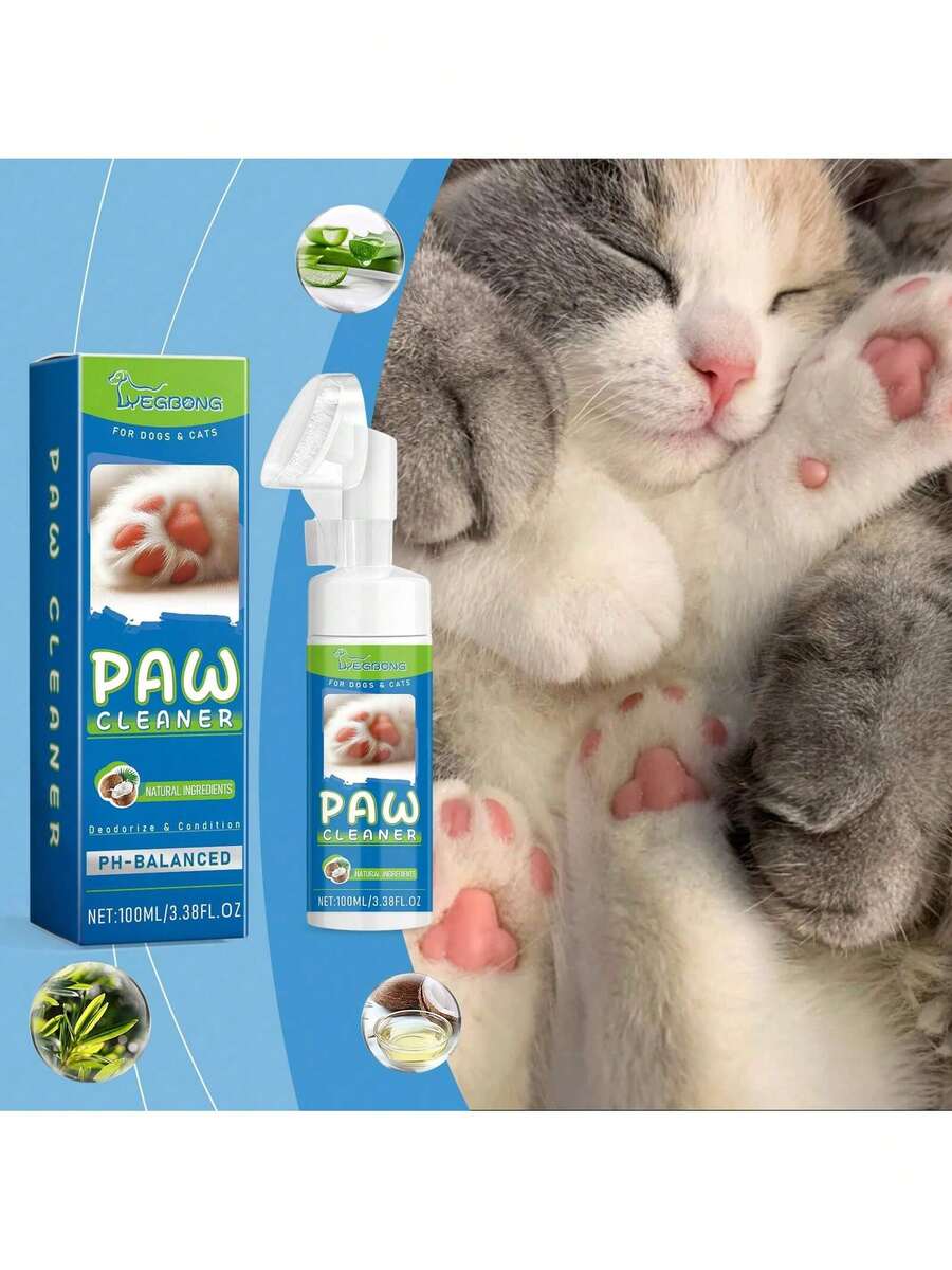 Dung dịch vệ sinh móng vuốt thú cưng - Dung dịch làm sạch móng vuốt chó và mèo, bọt chăm sóc bàn chân. - 100ml - Xem 1