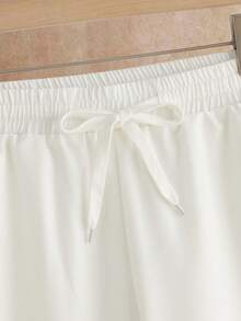 HIMLAND Men's Solid Color Minimalist Casual Short Sleeve Shirt And Pants Set Daily Essential Wardrobe Staple Basic Style All-Match Style Go-To Piece Mix-And-Match Item Casual Versatile Style  Multi-Piece Set 2-Piece Set Men S Silk Set Cream Outfit Men Beach Clothes For Men White Cream Linen Men Set Pants And Shirt Set - White - View 7