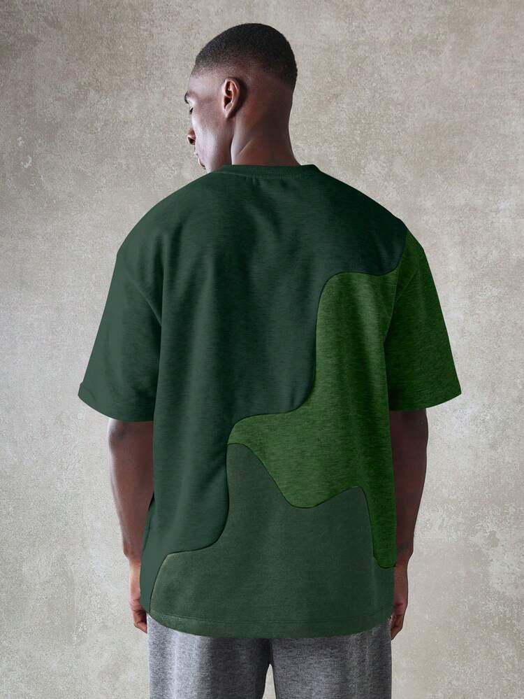 Abstract Colorblock Graphic Design Crew Neck Tee