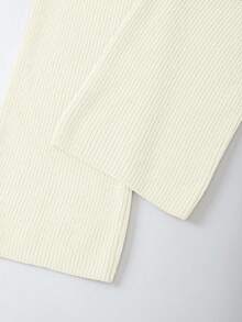 SHEIN Franclia 两件套女士休闲宽松纯色高领毛衣，百搭优雅，秋冬季 - 白色 - 查看 6