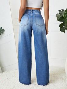 Pantalones de mujer pantalones vaqueros pantalones anchos pantalones de mezclilla mujer pantalones baggy pamtalones mujer pantalones de mujer mezclilla pantalones de mujer curvy - azul real - Ver 2