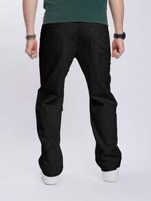 Manfinity Homme Jeans de mezclilla negra lavada casual para hombres - Negro - Ver 2