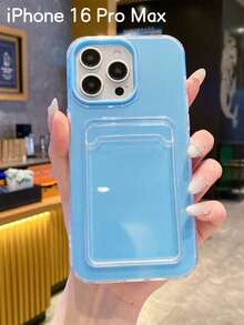 Funda de teléfono de 2 en 1 con ranura para tarjetas de color caramelo, compatible con iPhone 17 Pro/17 Pro Max/17 Air/17/16/15/14/13/12/11 Pro Max/16 Plus, funda suave transparente y a prueba de golpes minimalista. - cielo azul - Ver 13