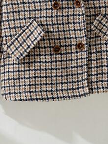 Souflis Souflis 法式复古秋冬新款优雅格纹翻领长袖大衣，适合外出、上学及各种场合，男士及男孩均可穿着。