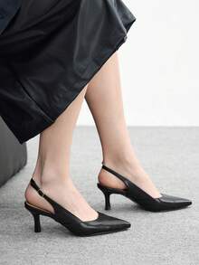 CUCCOO BIZCHIC Tacones altos de diseño con hebilla de punta fina para mujer, versátiles para uso diario - Negro - Ver 5