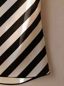 EMERY ROSE 大码女式撞色条纹短袖休闲上衣 - 黑與白 - 查看 3