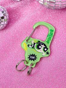 THE POWERPUFF GIRLS X SHEIN 毛茛花图案亚克力登山扣钥匙扣，多功能钥匙夹 - 綠色 - 查看 2