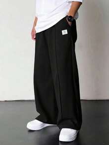 SHEIN Teens/Youth Boys' Toothpick Fold Casual Pants, Solid Color All-Match Versatile Trousers Suitable For Commuting, School, Daily Casual, Travel, Outdoor, Party, Autumn/Winter - Black - View 2