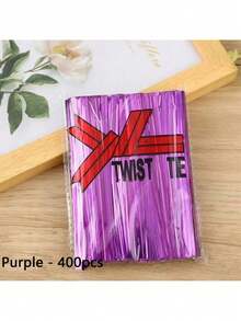 100个金属扭扭扎带，彩色螺旋扎带，适用于玻璃纸派对礼品袋、可爱锥形生日糖果袋，8种颜色可选，10厘米/3.97英寸 - 彩色 - 查看 14