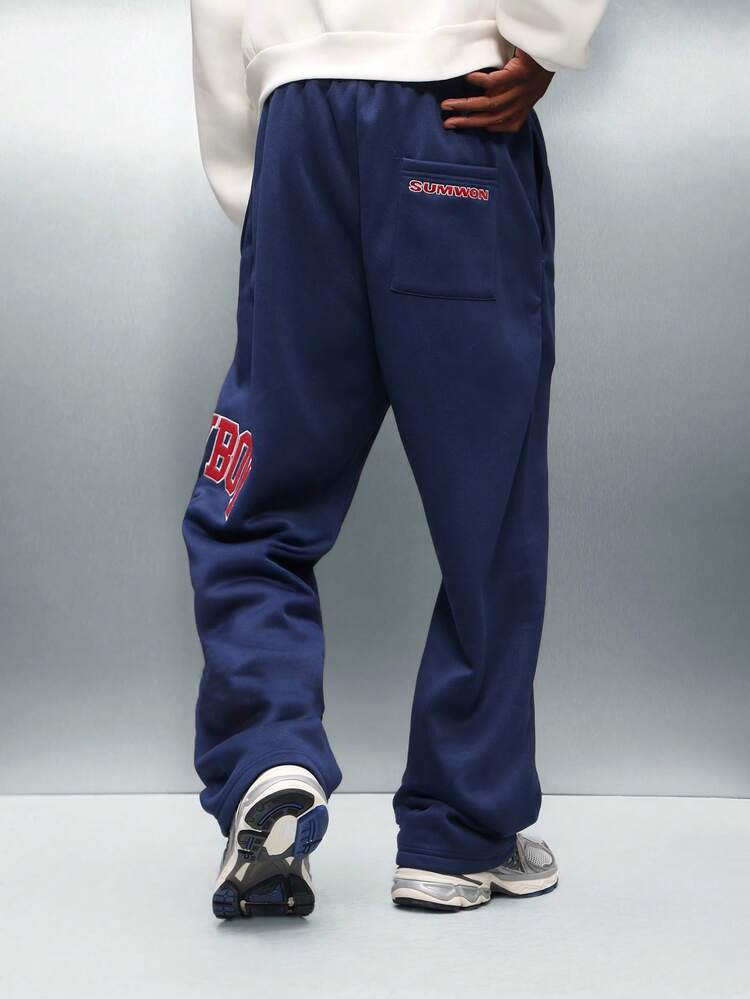 PLAYBOY X SUMWON Drop Crotch Wide Leg Sweatpants With Logo Print