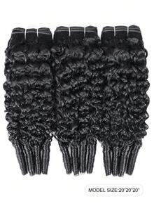 Tóc xoăn tự nhiên , 3 bó, 100% tóc thật chưa qua xử lý, kiểu dệt nhanh 3C4A, tóc thô , tóc nối sóng nước với phần đuôi xoăn xoắn ốc, màu đen tự nhiên. - Natural Black - Xem 2