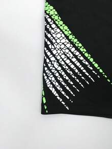 Manfinity Swimmode Men's Contrast Color Print Drawstring Waist Swim Trunks Mens Swimming Trunk Mens Swim Wear Men Swim Trunks With Compression - Black - View 6