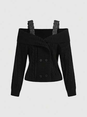 Cardigan sexy décontracté en dentelle à col V profond pour femmes