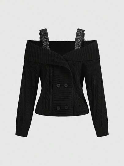 Cárdigan con escote en V profundo, tirantes de encaje y estilo casual y sexy para mujeres