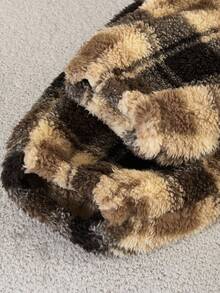 1 Bộ Áo len dài tay màu kem đính nơ cho bé gái tuổi teen + Quần ngủ bằng vải nhung đính nơ, vải dệt co giãn, có thể giặt bằng máy, vừa vặn thoải mái, trang phục gia đình đồng bộ (1 Bộ bán riêng) - Nhiều màu - Xem 6