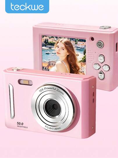 Teckwe Digital Camera, CCD Camera For, Shoot Digital Cameras With 16X Digital Zoom Anti Shake, Compact Portable Small Gift For Boys Girls Students
